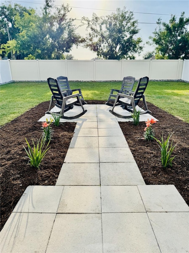 view of patio with a fenced backyard