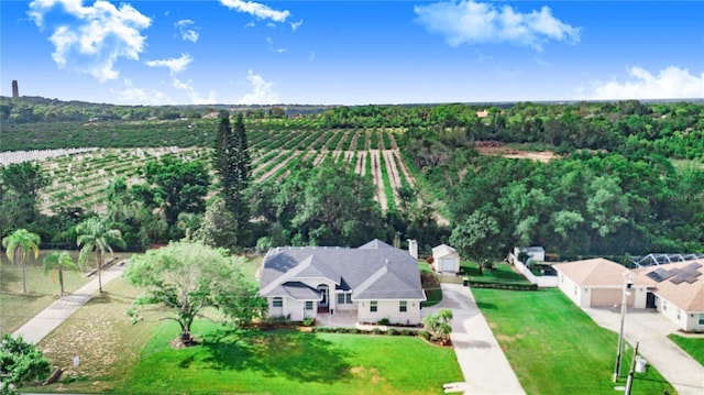 drone / aerial view with a rural view