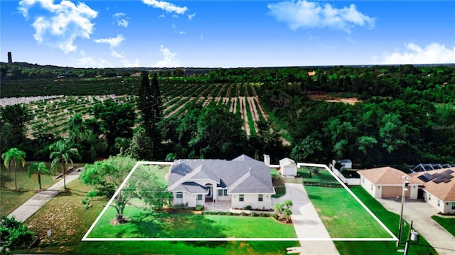drone / aerial view with a rural view