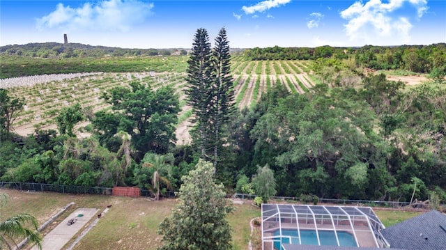 drone / aerial view featuring a rural view