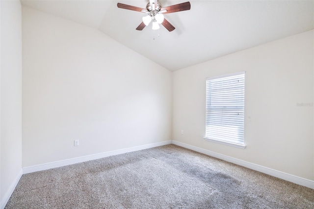 404 Rio Grande Ct, Poinciana, FL 34759 - carpeted spare room featuring ceiling fan, baseboards, and lofted ceiling