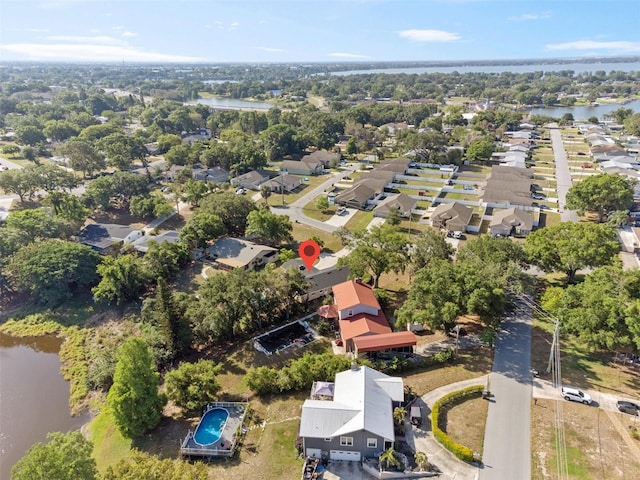 102 Lake Ring Dr, Winter Haven, FL 33884 - bird's eye view with a water view and a residential view
