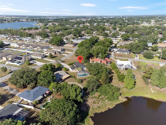 102 Lake Ring Dr, Winter Haven, FL 33884 - birds eye view of property with a water view and a residential view