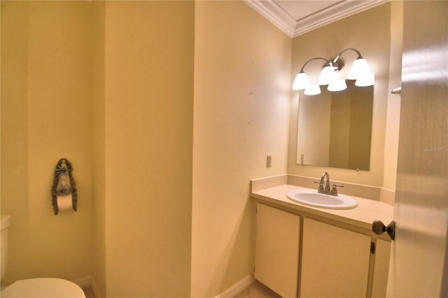 2611 State Road 557, Lake Alfred, FL 33850 - half bathroom with toilet, crown molding, and vanity