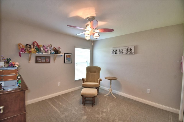 186 Viola Dr, Auburndale, FL 33823 - living area featuring ceiling fan, carpet, and baseboards