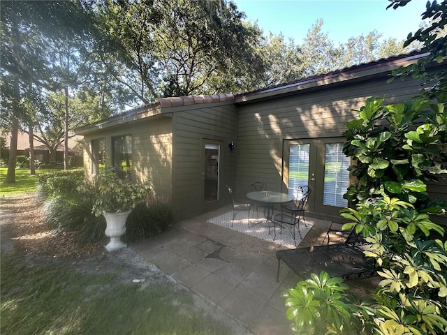exterior space featuring french doors