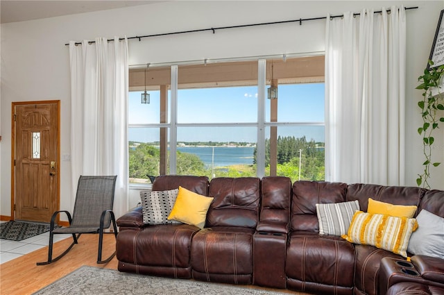 2390 Lake Easy Rd, Babson Park, FL 33827 - living area with a water view and wood finished floors
