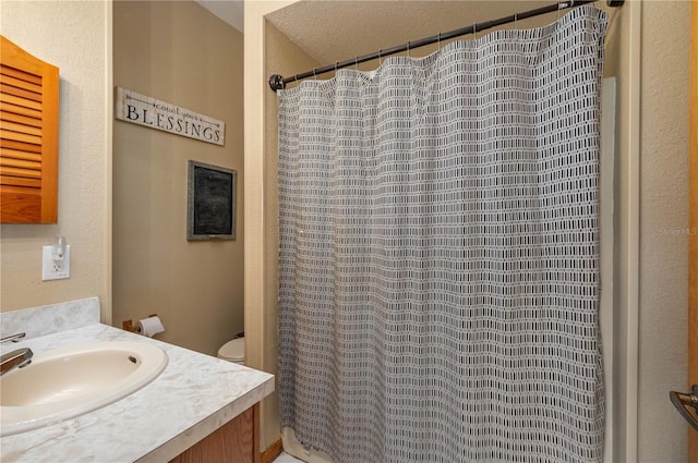 2390 Lake Easy Rd, Babson Park, FL 33827 - bathroom with vanity, toilet, and curtained shower
