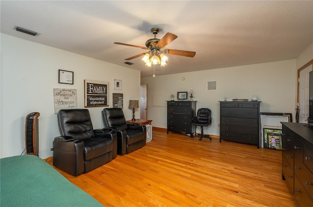 2390 Lake Easy Rd, Babson Park, FL 33827 - living area with visible vents, a ceiling fan, and light wood-style floors