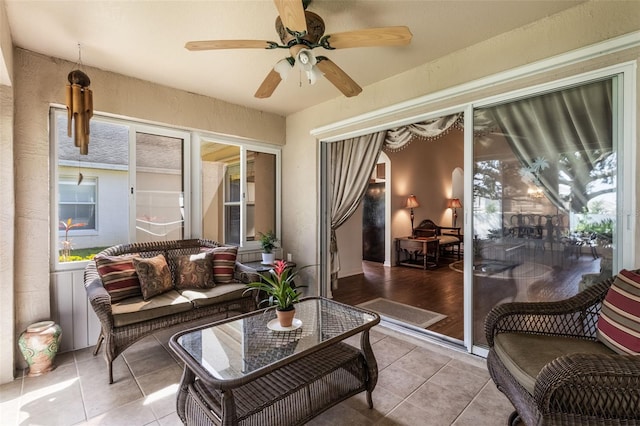 284 Lake Suzanne Dr, Lake Wales, FL 33859 - sunroom / solarium with outdoor lounge area and ceiling fan