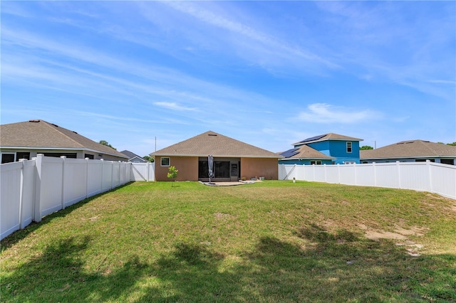 view of yard with a fenced backyard