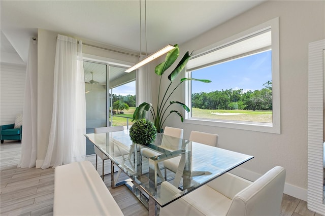 dining room featuring baseboards and light wood-style floors