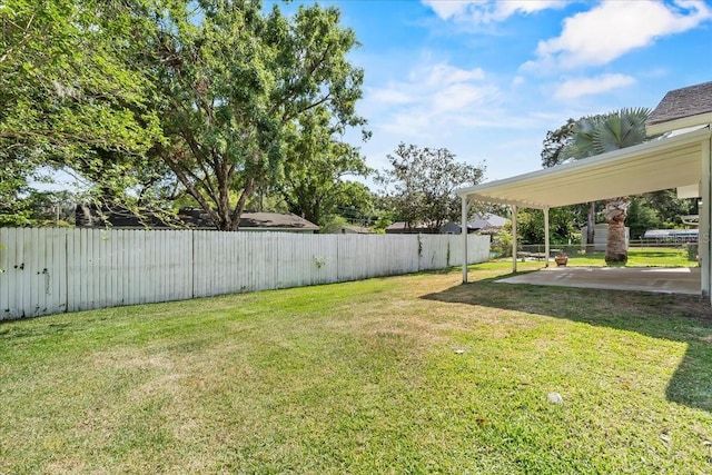 view of yard featuring a fenced backyard and a patio area