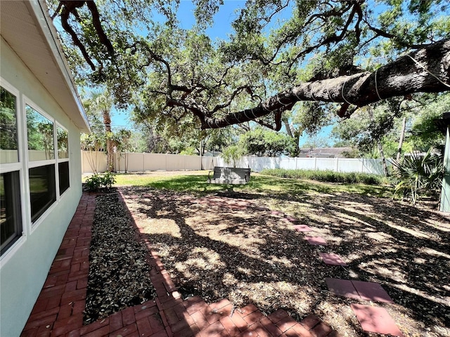 view of yard featuring a fenced backyard