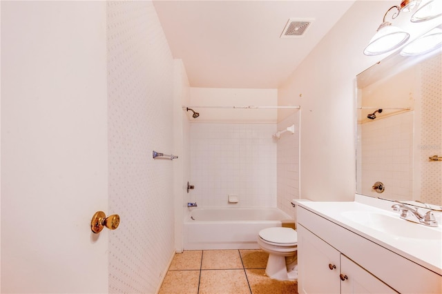 151 Winter Ridge Dr Unit 151, Winter Haven, FL 33881 - bathroom featuring shower / bath combination, visible vents, tile patterned flooring, vanity, and toilet