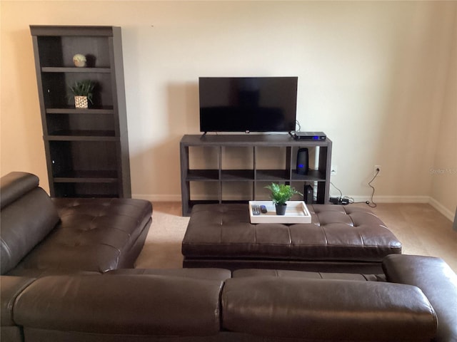living room featuring baseboards and carpet