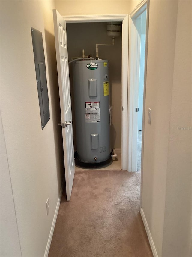 utility room with water heater and electric panel