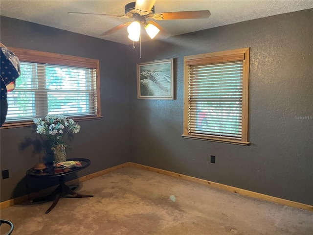 124 Palm Pl, Haines City, FL 33844 - empty room with carpet flooring, ceiling fan, and a textured ceiling