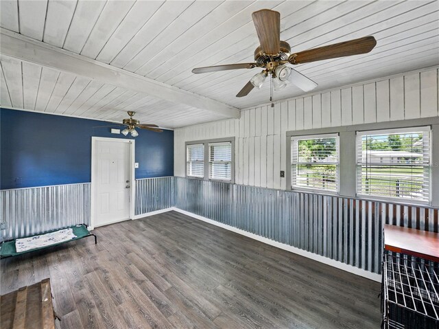 803 7th St NE, Fort Meade, FL 33841 - unfurnished sunroom featuring a ceiling fan and beamed ceiling
