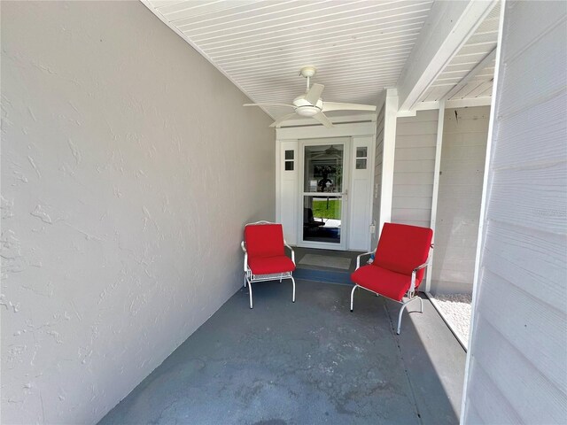 view of patio / terrace featuring ceiling fan