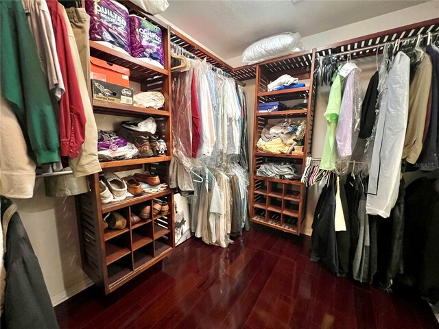 walk in closet featuring wood finished floors