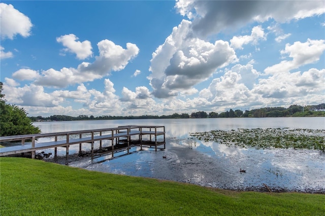 dock area featuring a water view