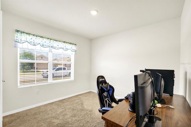 office featuring carpet floors and baseboards