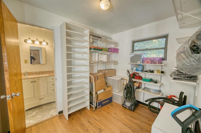 storage featuring a sink