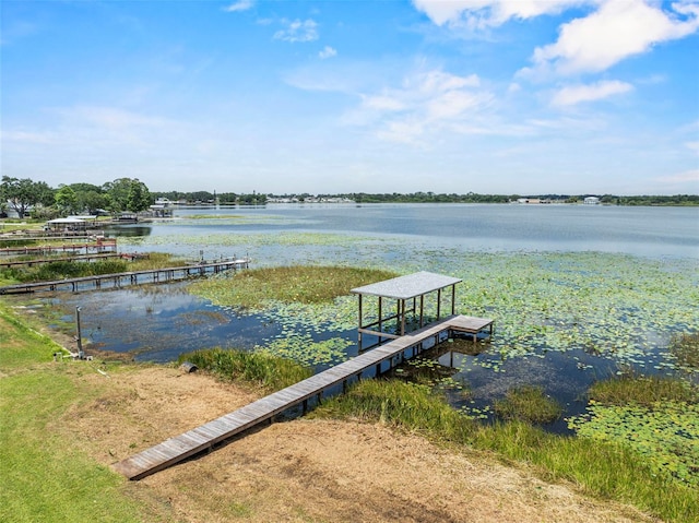 dock area featuring a water view