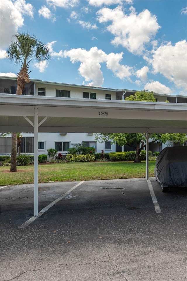 view of covered parking lot
