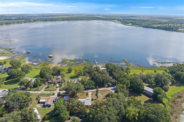 1163 Lake Dr, Lake Wales, FL 33859 - aerial view of property and surrounding area featuring property parcel outlined and a nearby body of water