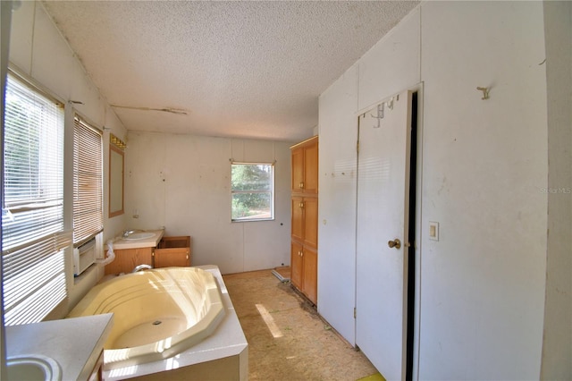 1294 1/2 38th St NW, Winter Haven, FL 33881 - bathroom with a textured ceiling, vanity, and a tub