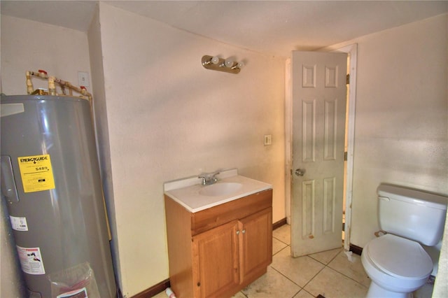 1294 1/2 38th St NW, Winter Haven, FL 33881 - bathroom featuring electric water heater, toilet, tile patterned floors, vanity, and baseboards