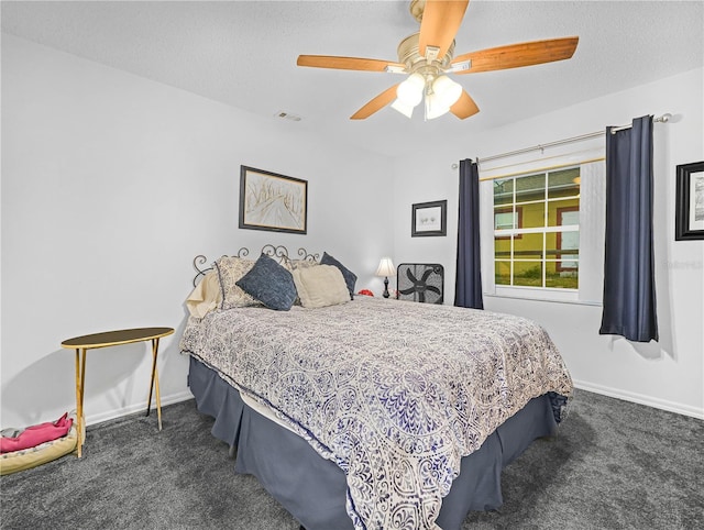 409 N 6th St, Lake Hamilton, FL 33851 - carpeted bedroom featuring baseboards, ceiling fan, and a textured ceiling