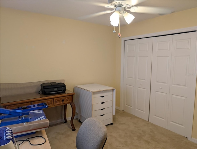 4488 Turnberry Ln, Lake Wales, FL 33859 - bedroom with light carpet, a closet, and ceiling fan