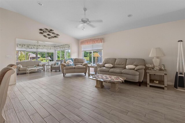 4005 Carter Creek Dr, Avon Park, FL 33825 - living area with a ceiling fan, wood finished floors, and lofted ceiling