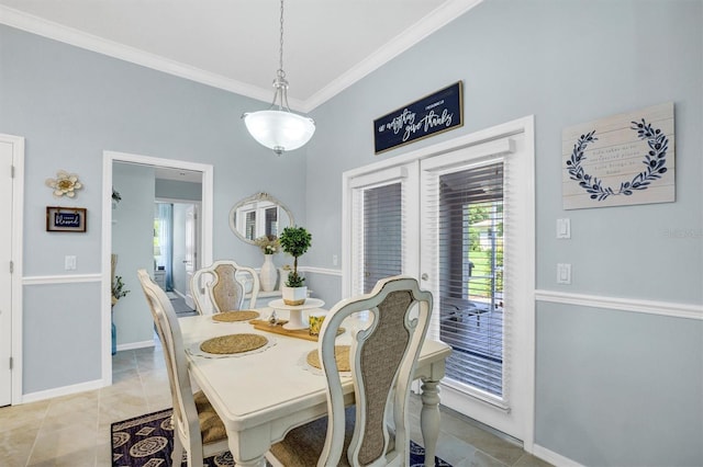 109 Lake Mariam Way, Winter Haven, FL 33884 - dining space featuring crown molding, baseboards, and light tile patterned flooring