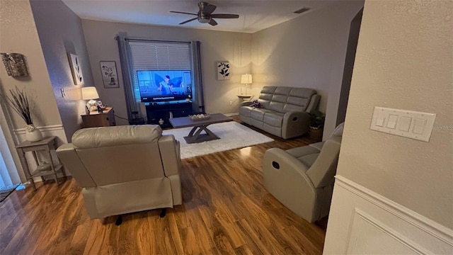 3828 Eloise Estates Ct, Winter Haven, FL 33881 - living room featuring wood finished floors and a ceiling fan