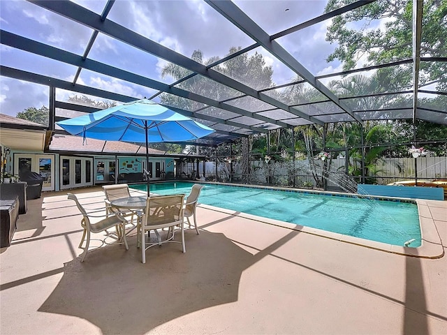 255 Lake Link Rd, Winter Haven, FL 33884 - view of pool with french doors, a patio area, and glass enclosure