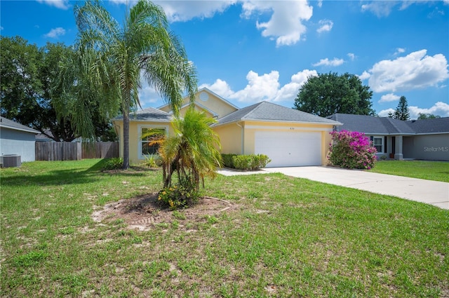 630 Heather Glen Loop, Winter Haven, FL 33884 - ranch-style home with a garage, central AC, concrete driveway, and stucco siding