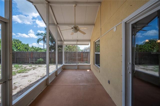 630 Heather Glen Loop, Winter Haven, FL 33884 - unfurnished sunroom with a ceiling fan, plenty of natural light, and lofted ceiling