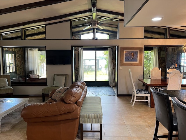 9402 Cat Track Trl, Lake Wales, FL 33898 - living room featuring baseboards, a ceiling fan, and healthy amount of natural light