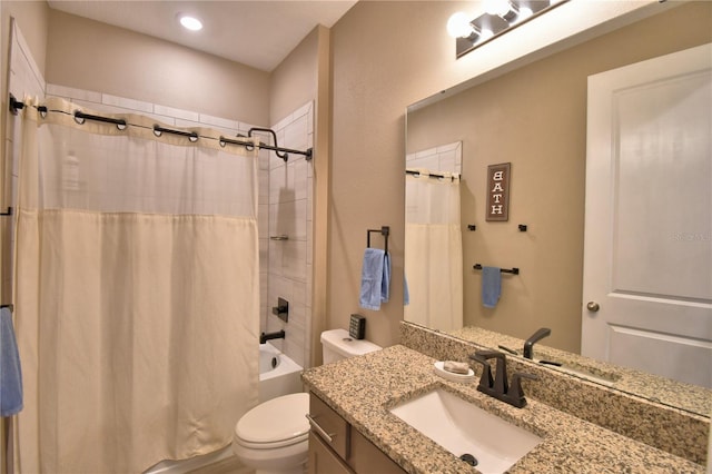 1100 Sugarwood St, Davenport, FL 33837 - bathroom with toilet, vanity, shower / bath combo with shower curtain, and recessed lighting