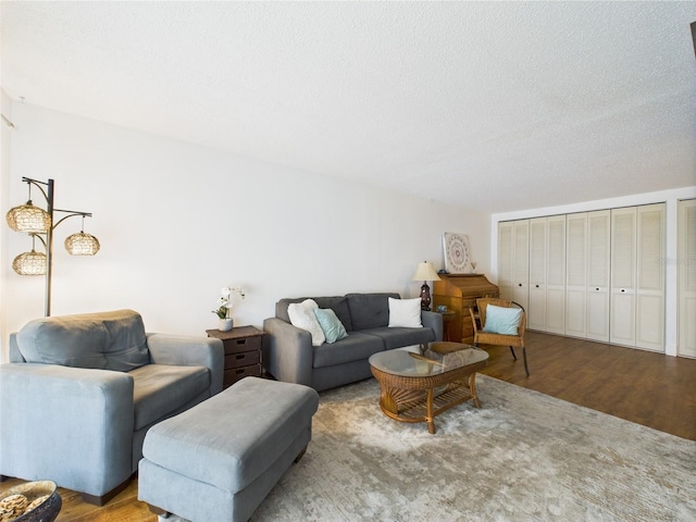 2700 Bayshore Blvd Unit 3210, Dunedin, FL 34698 - living area featuring wood finished floors and a textured ceiling