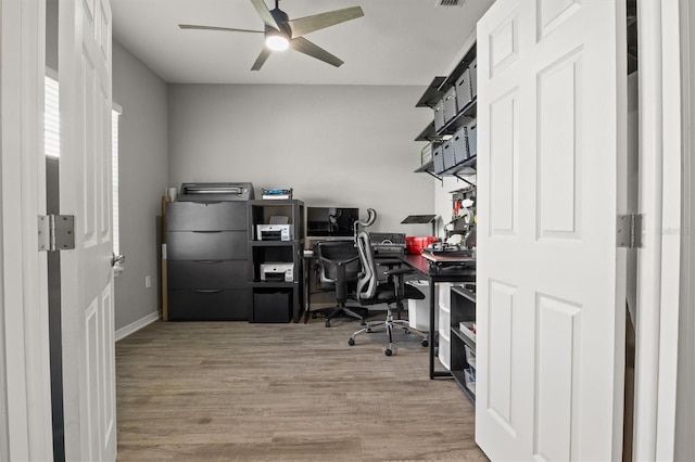 1081 Sandpiper Loop, Winter Haven, FL 33881 - home office with wood finished floors, ceiling fan, and baseboards