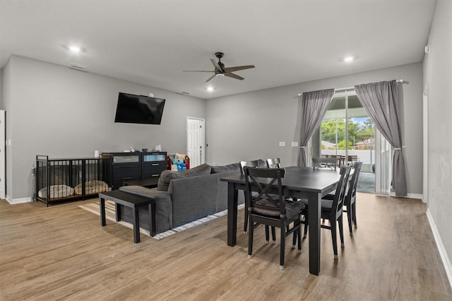 1081 Sandpiper Loop, Winter Haven, FL 33881 - dining room featuring a ceiling fan, light wood-style flooring, baseboards, and recessed lighting