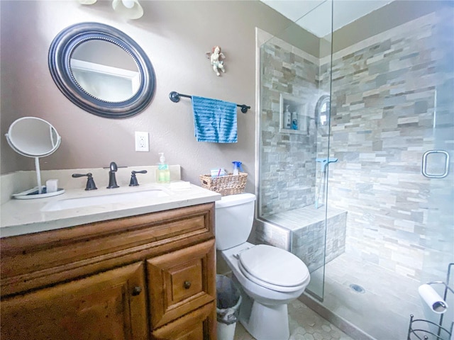 2213 W Pilaklakaha Ave, Auburndale, FL 33823 - bathroom with vanity, a shower stall, and toilet