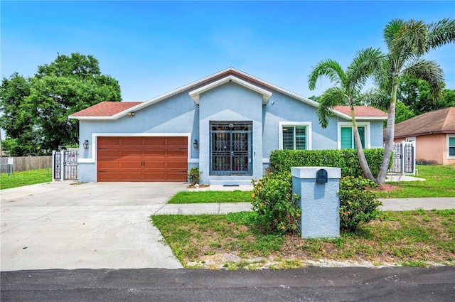 1553 Wright Dr, Lakeland, FL 33805 - view of front facade featuring stucco siding, an attached garage, and concrete driveway
