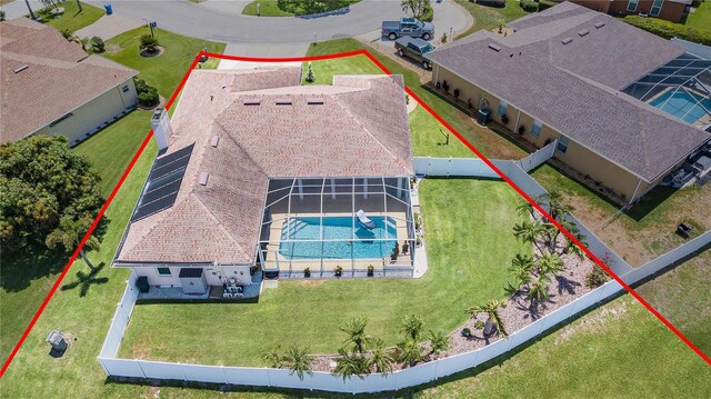 413 Ruby Lake Pl, Winter Haven, FL 33884 - view from above of property with property parcel outlined and a pool