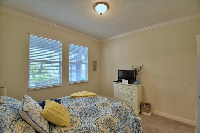 1433 Bunker Dr, Davenport, FL 33896 - bedroom with ornamental molding, carpet floors, baseboards, and a textured ceiling